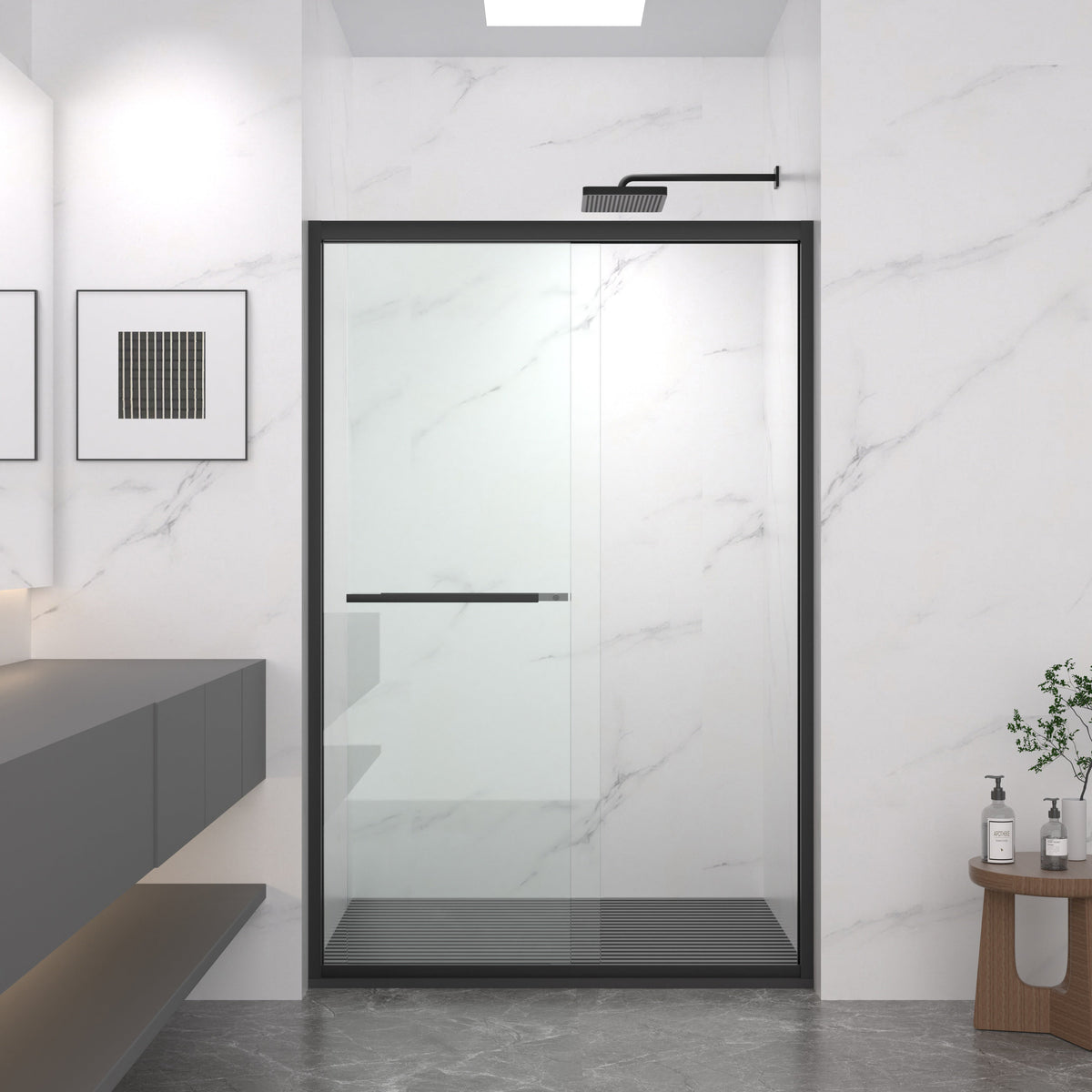 Aluminum Frame Double Sliding Shower Door 44-48
