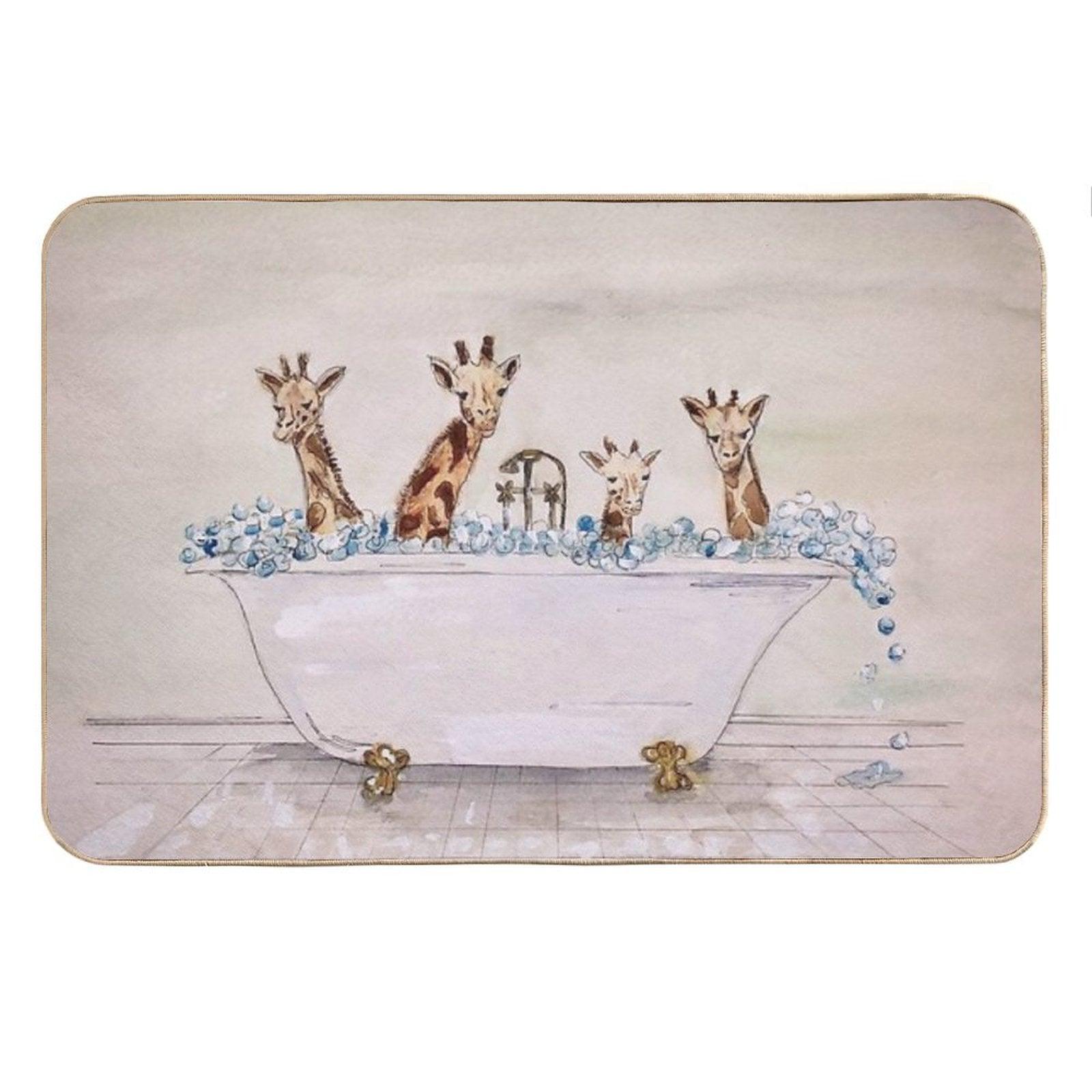 Giraffes in A Tub Bath Mat