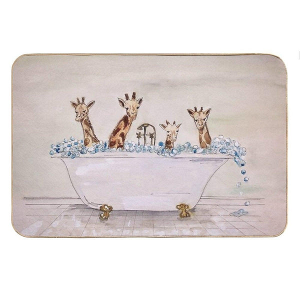 Giraffes in A Tub Bath Mat