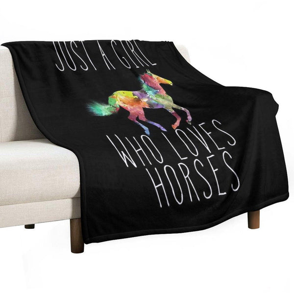 Just A Girl Who Loves Horses Throw Blanket