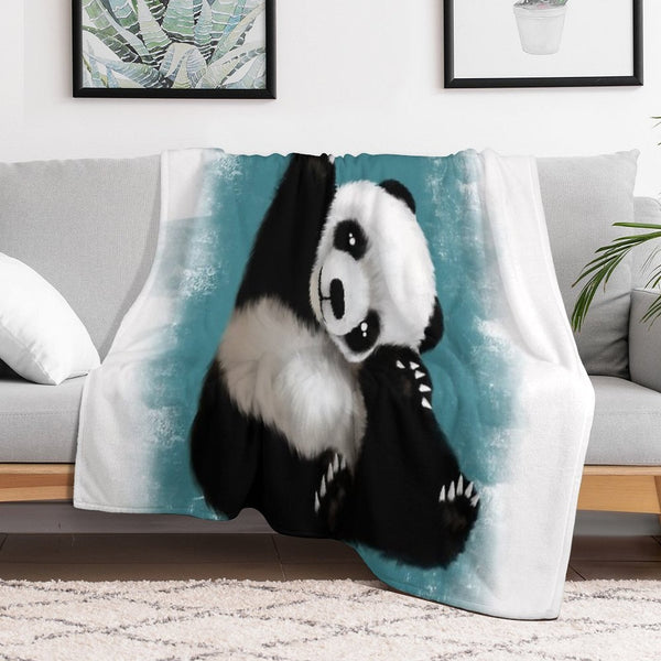 Panda Love (Blue) Comfort Throw Blanket