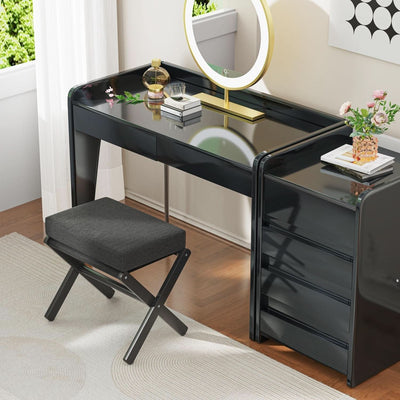 Foldable Foot Stool Black For Contemporary Living Room