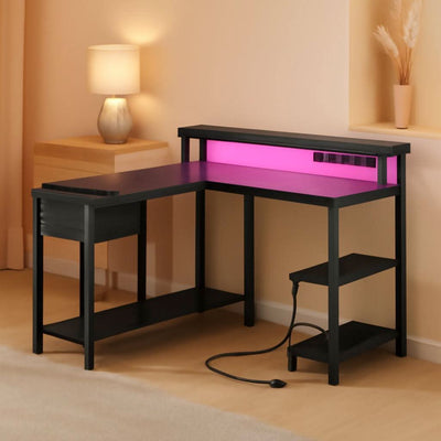 47 Inch L Shaped Gaming Computer Desk Power Outlets Plus
