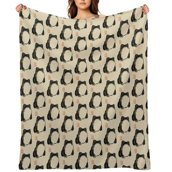 Grumpy Frog Japanese Lightweight Throw Blanket