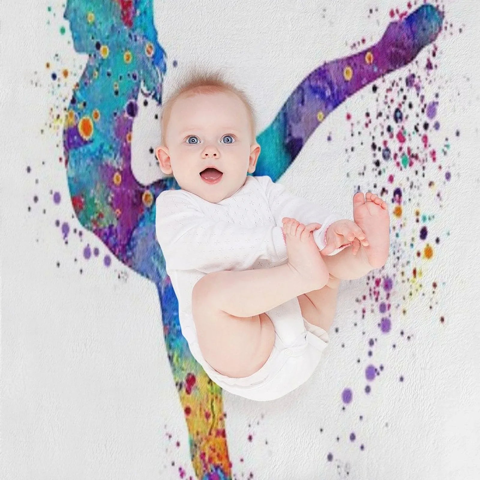 Girl Gymnastics Watercolor Silhouette Throw Blanket