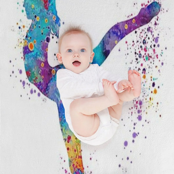Girl Gymnastics Watercolor Silhouette Throw Blanket