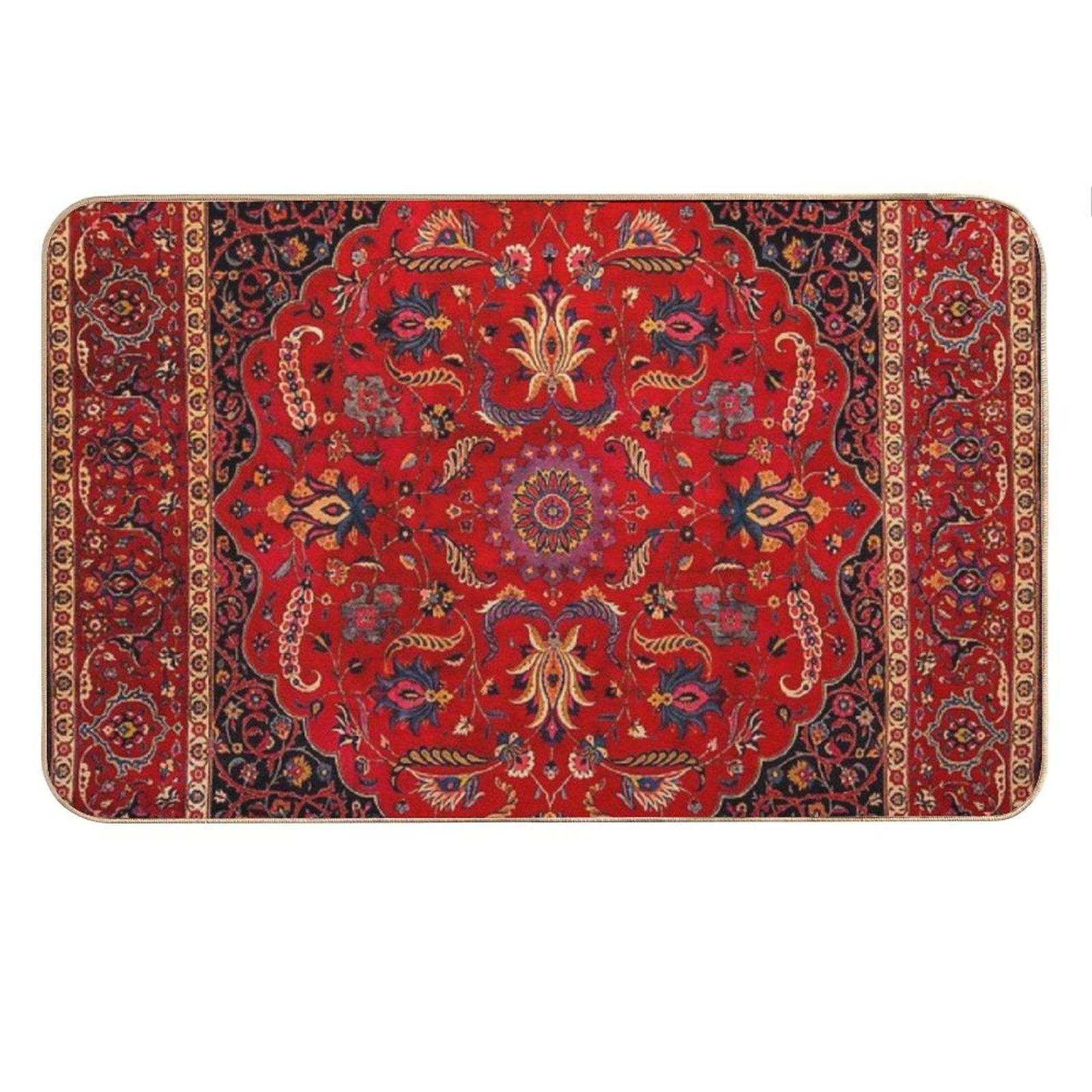 Red Persian Rug Bath Mat