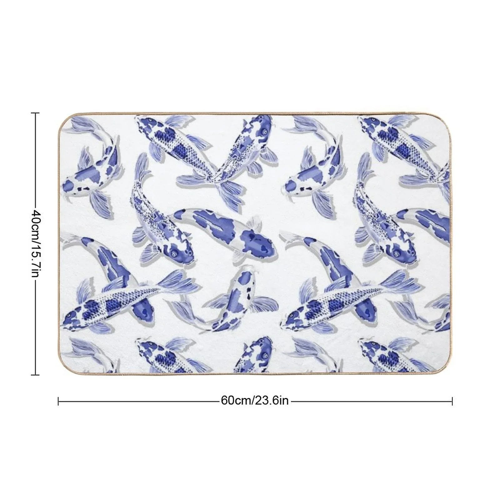 Blue And White Koi Fish Artwork – Zen Wall Decor for Home & Office Bath Mat
