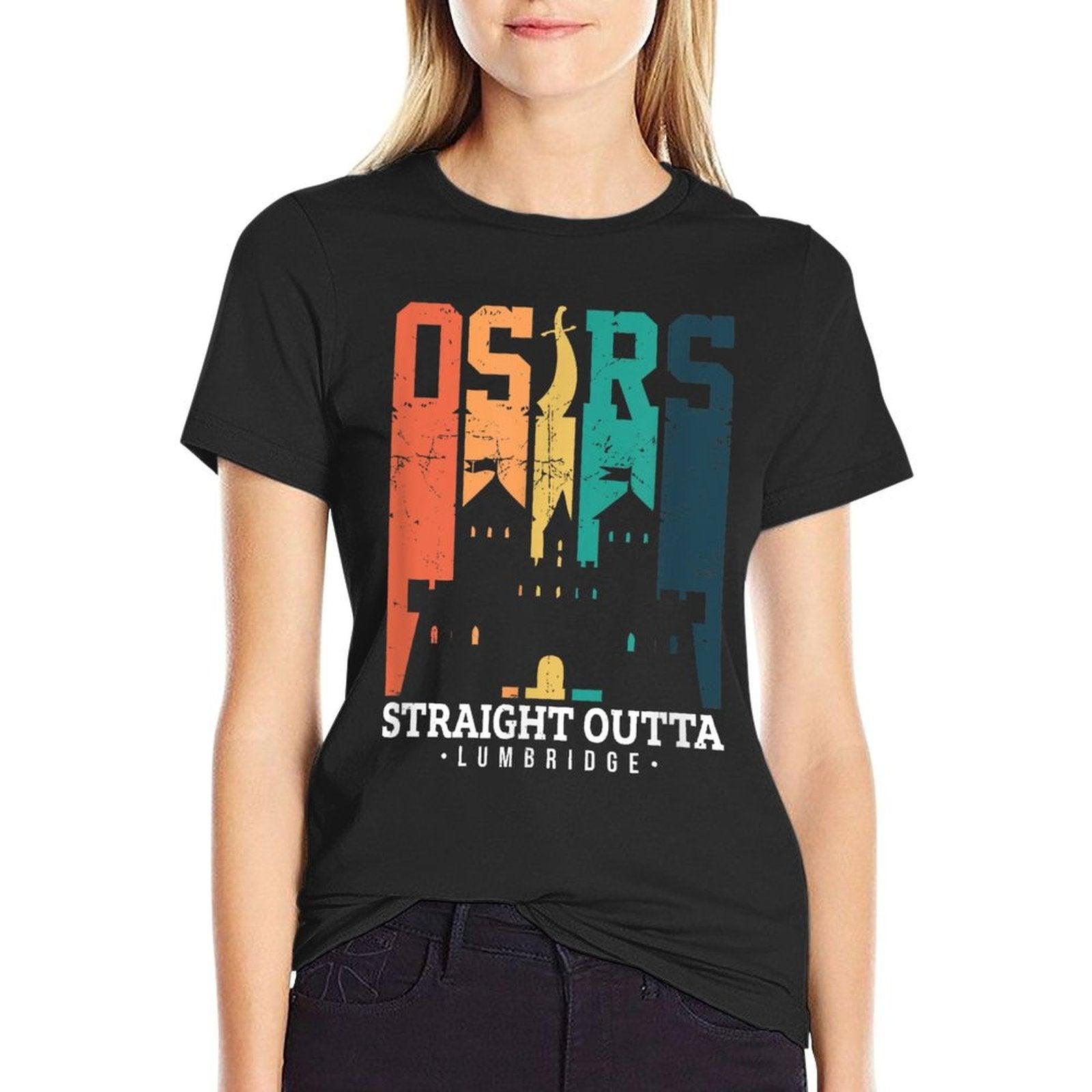 KP E-commerce Women's Straight Outta Lumbridge Gaming, Black, Small T-Shirt