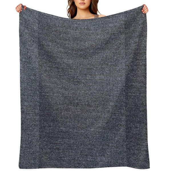 Grey Tweed Fabric Texture Throw Blanket