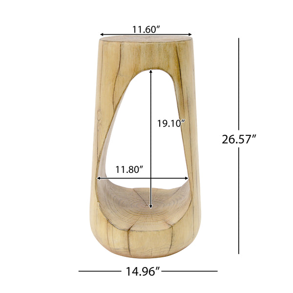 Hollow Design End Table with Wood Like Texture, and Natural Color