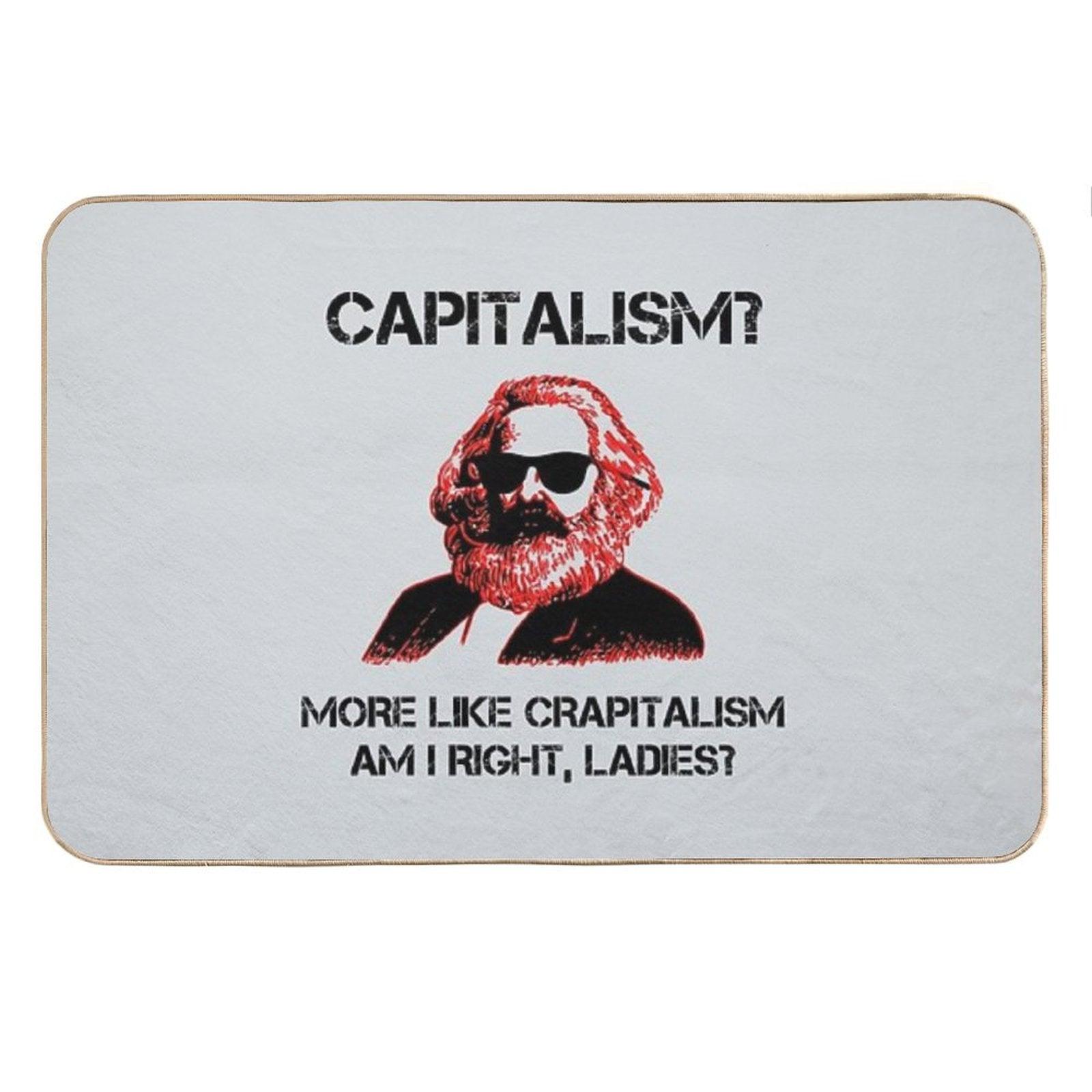 Funny Capitalism Communist T-Shirt Karl Marx Crapitalism Bath Mat
