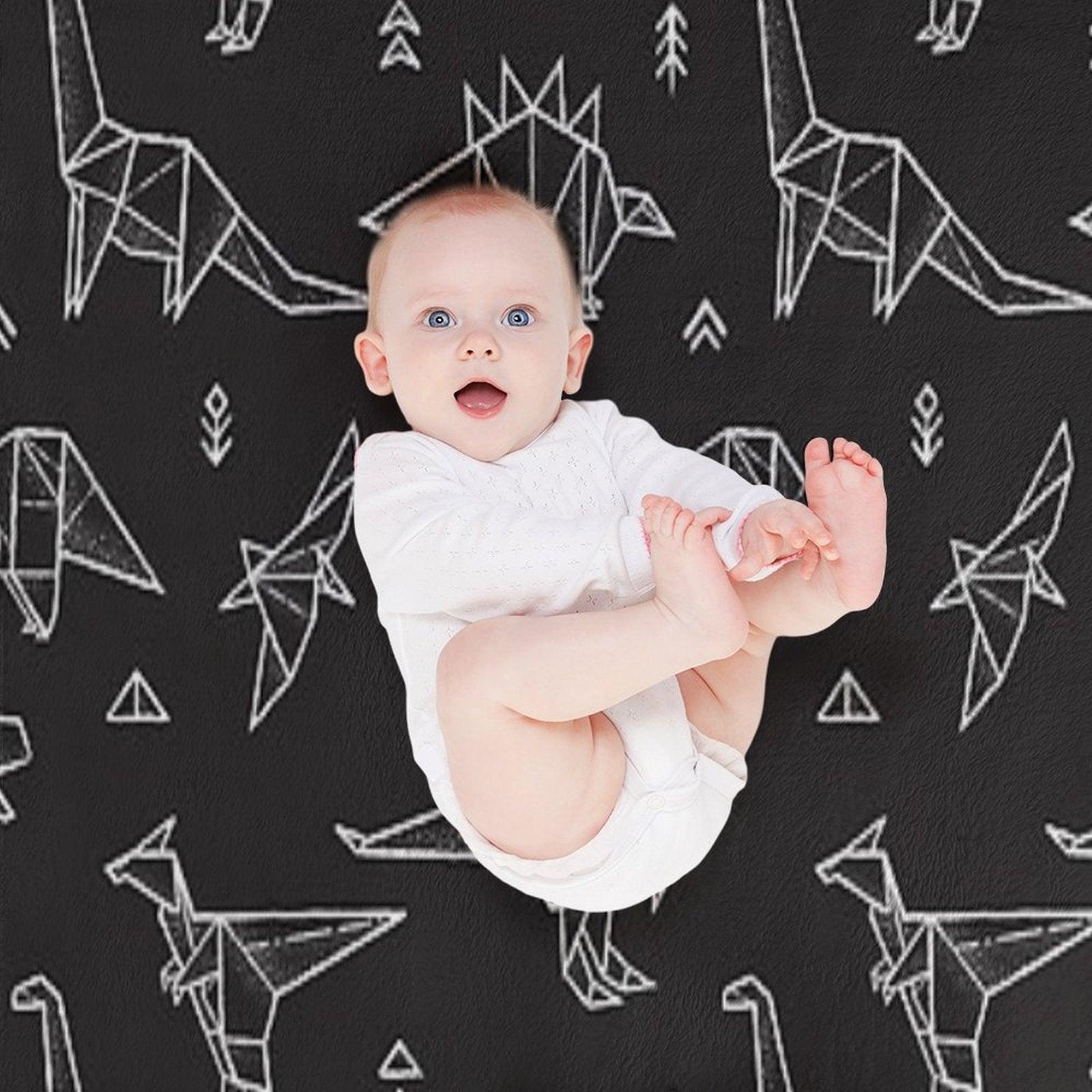 Black And White Origami Dinosaurs Throw Blanket