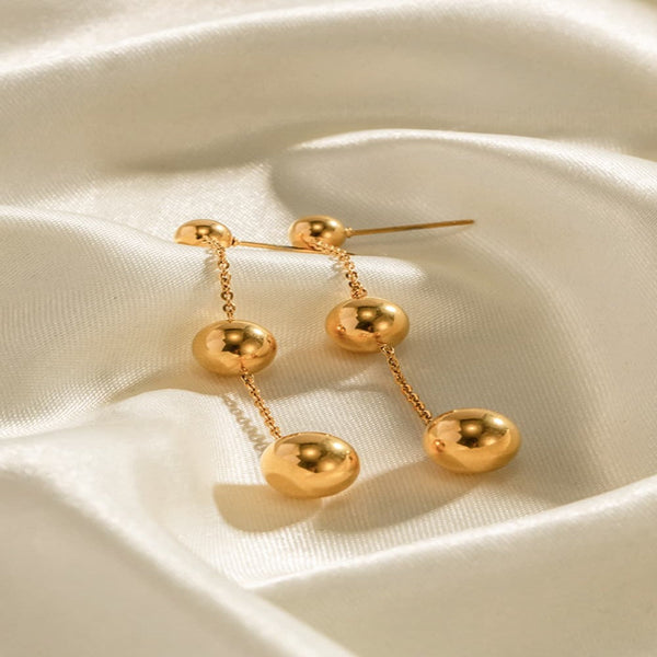Gold Ball Bead Chain Drop Earrings