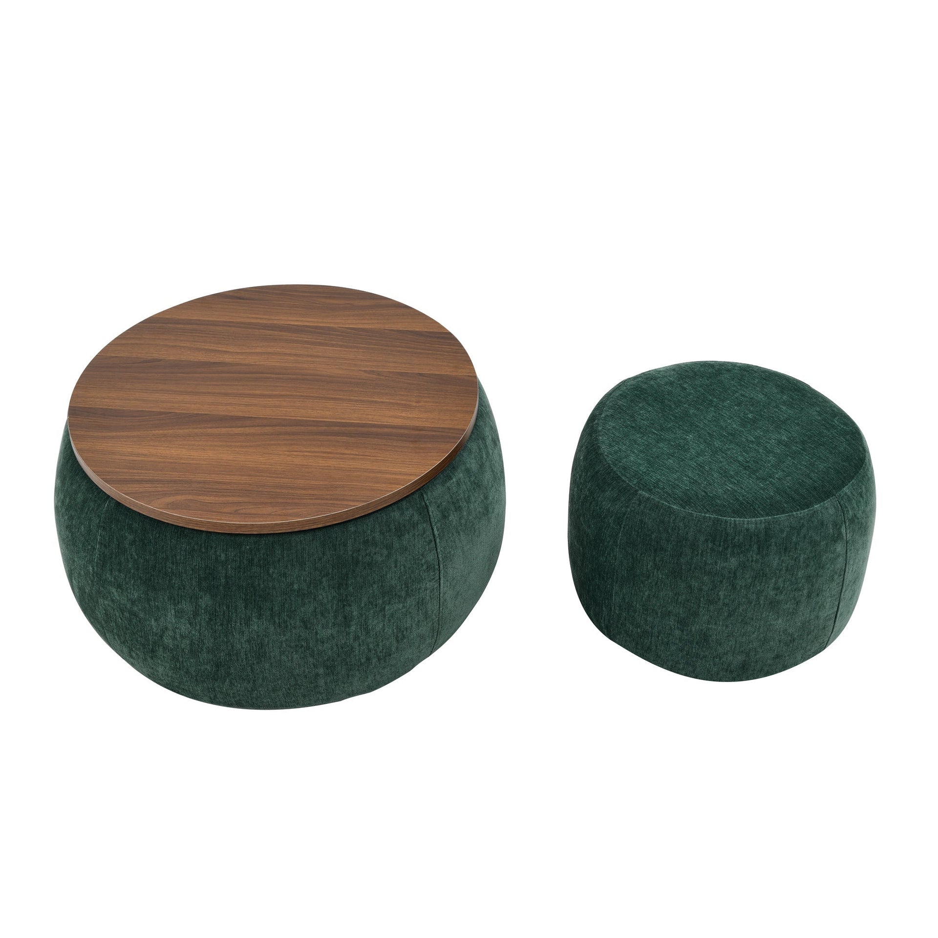 Modern Classic Round Storage Ottoman Coffee Table with Removable Top BLAKHOM