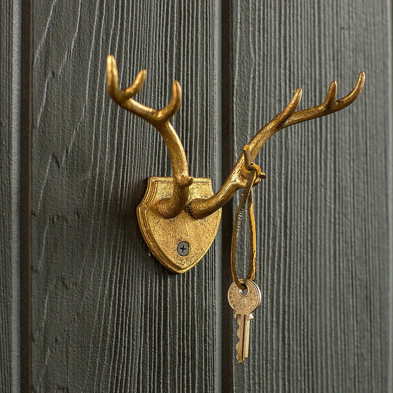 Cast Iron Gold Leaf Antler Hook VagabondVintage
