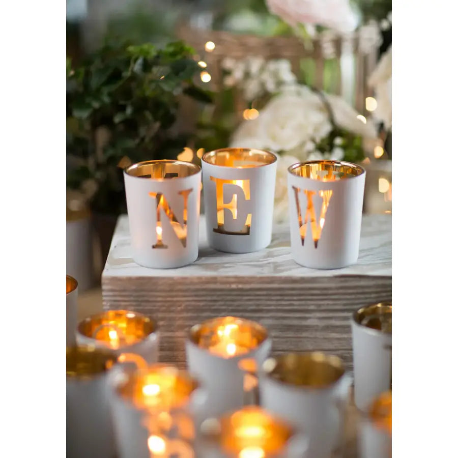 White & Gold Votive Letters