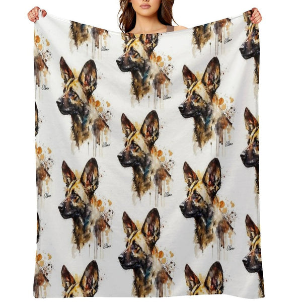 African Wild Dog Compact Throw Blanket
