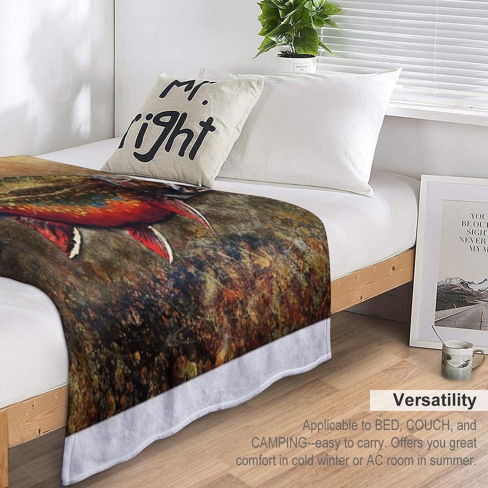 Spawning Male Brook Trout Illustration Throw Blanket