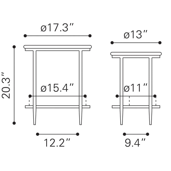 Koper Coffee Table Set (2-Piece) Black