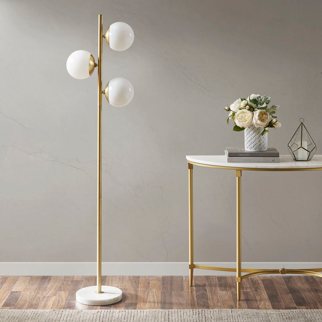3-Globe Light Floor Lamp with Marble Base BLAKHOM