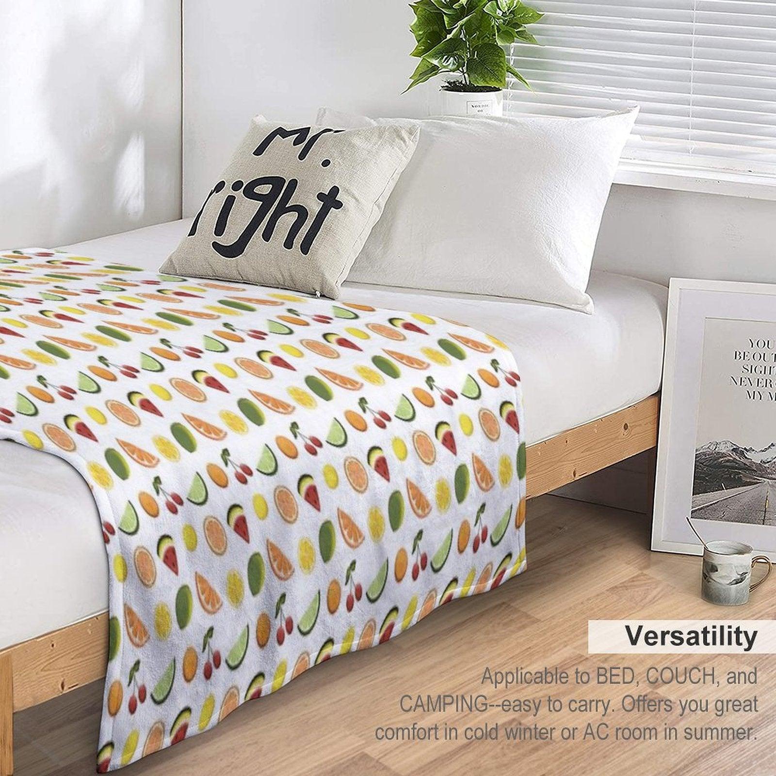 Fresh Fruit, Hand Drawn Fruit, Summer Fruit, Fruit All over Print Throw Blanket