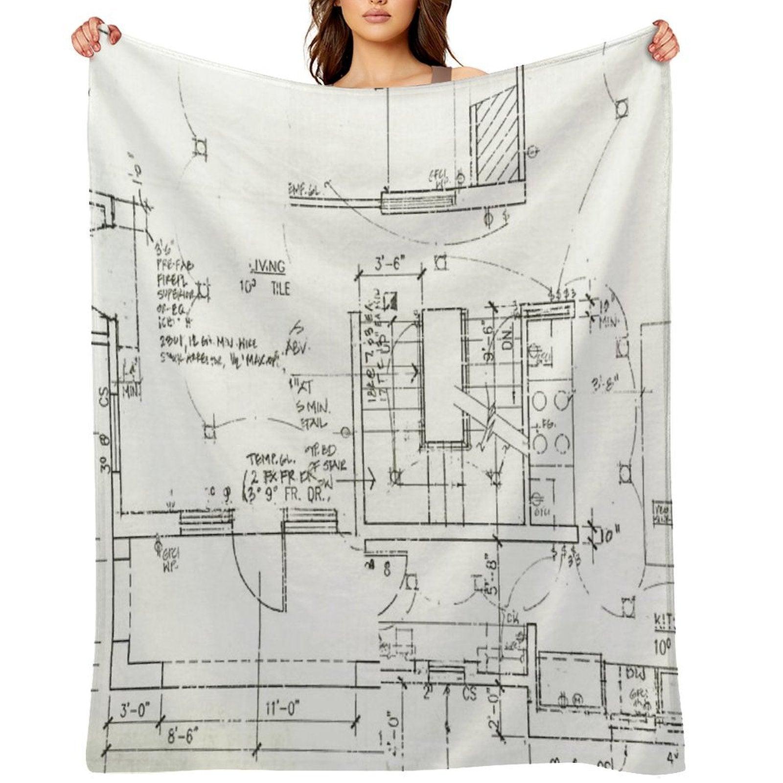 Architects Blueprint - Architecture Pattern Throw Blanket