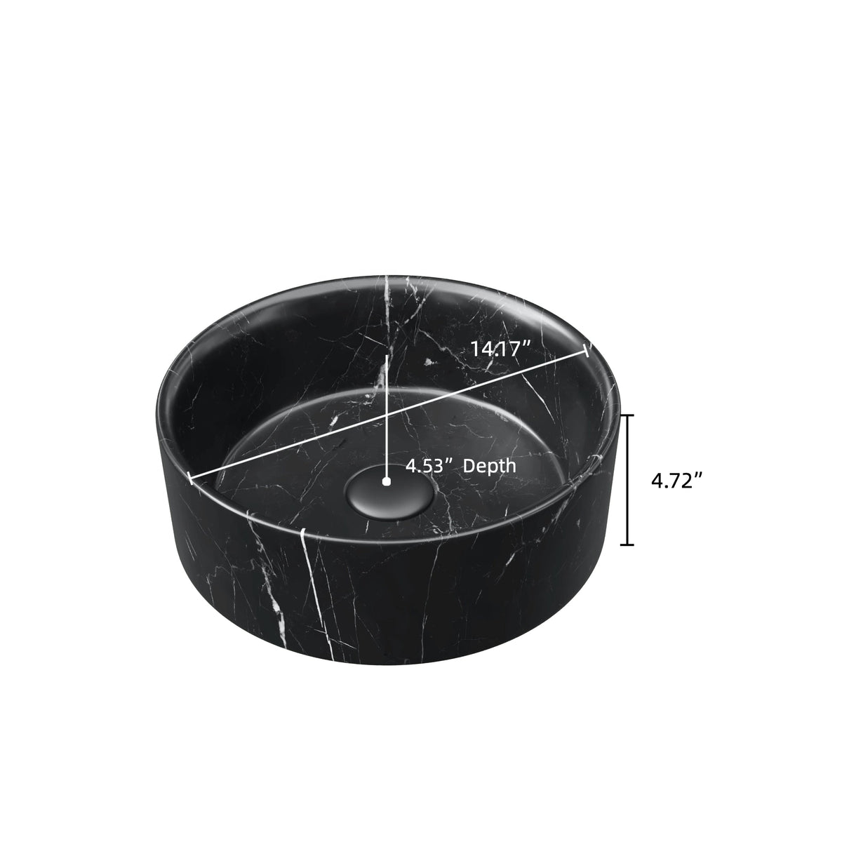 14'' Bathroom Round Ceramic Sink with Stone Pattern