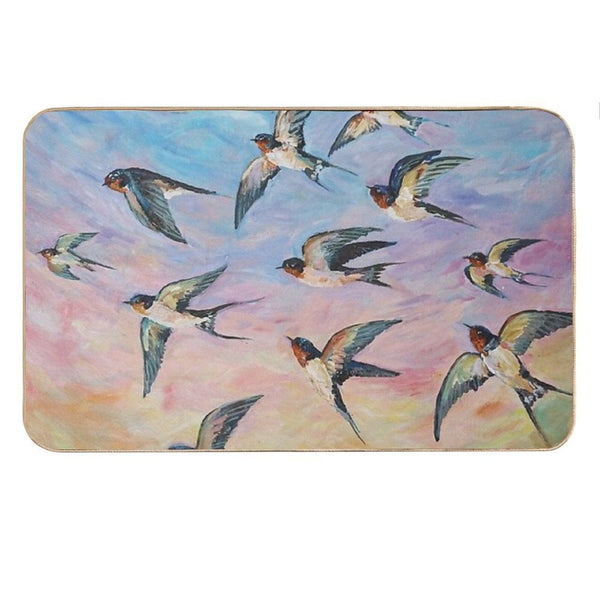 Barn Swallows Acrylic Painting Bath Mat