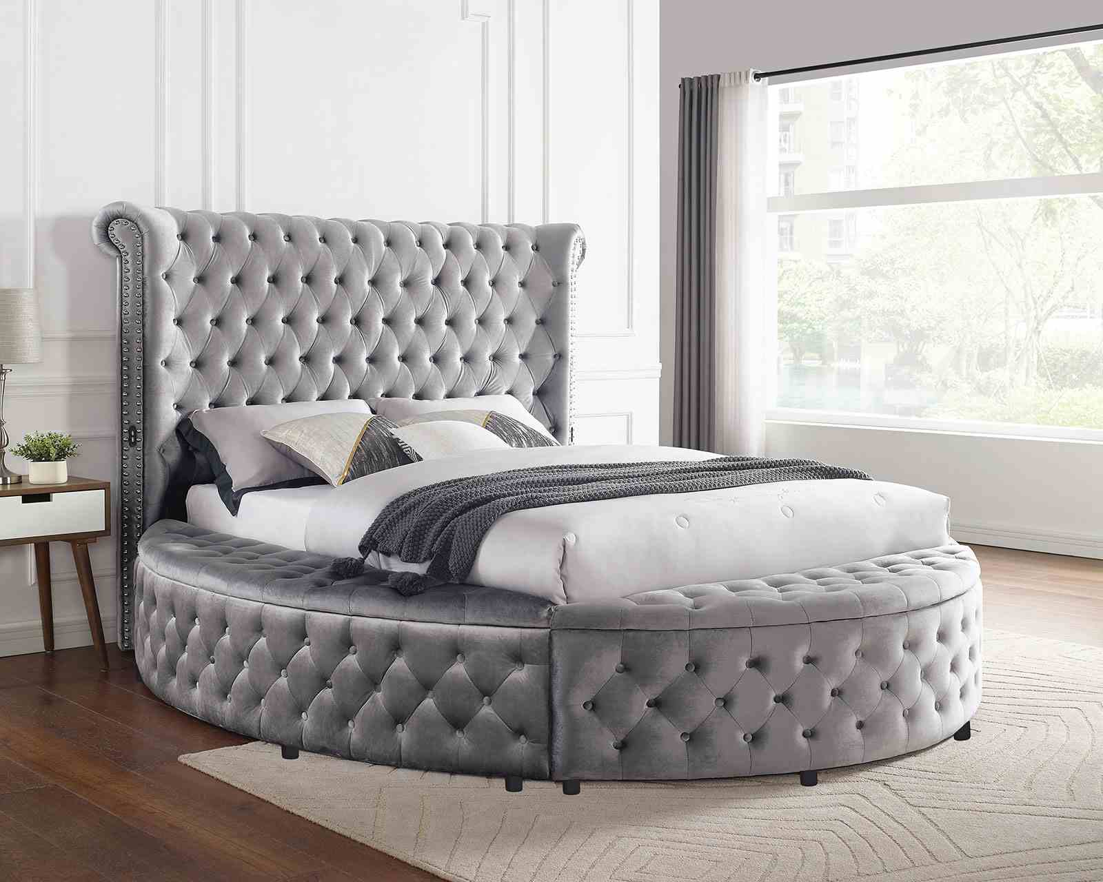 1pc Unique Round Glam Bed