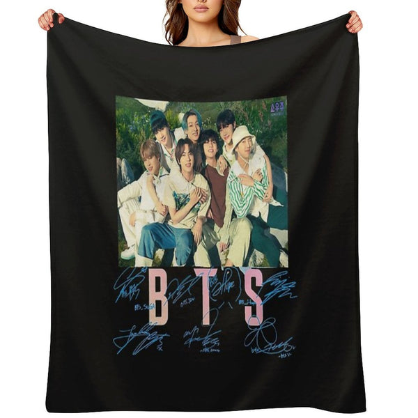 BTS Group Sign Travel-friendly Throw Blanket