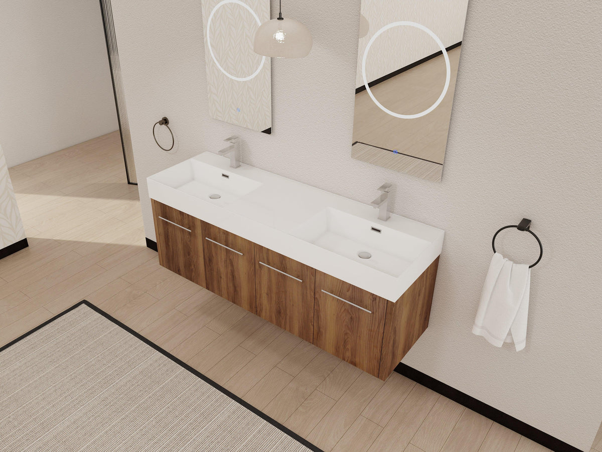60 Inch Wall-Mounted Bathroom Vanity with Sink