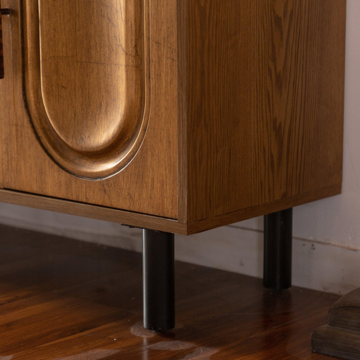Antique Gold Sideboard Buffet Cabinet with Arched Doors