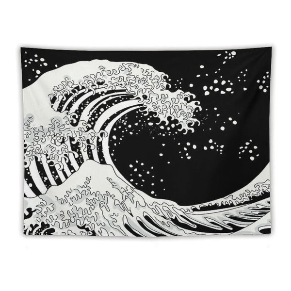 Black And White Great Wave Tapestry