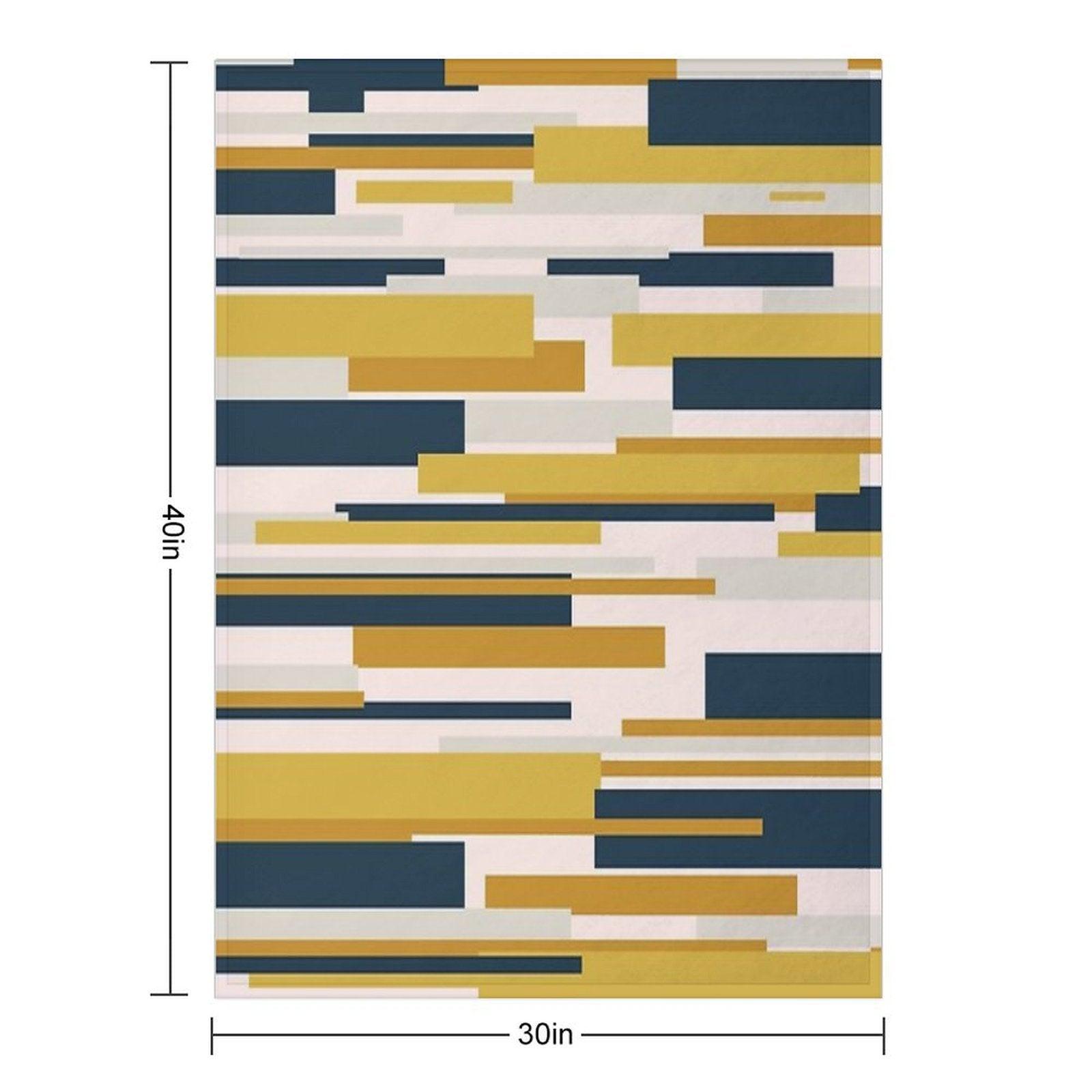 Wright Midcentury Modern Geometric Abstract Pattern in Mustard Yellow, Navy Blue, And Pale Blush Throw Blanket