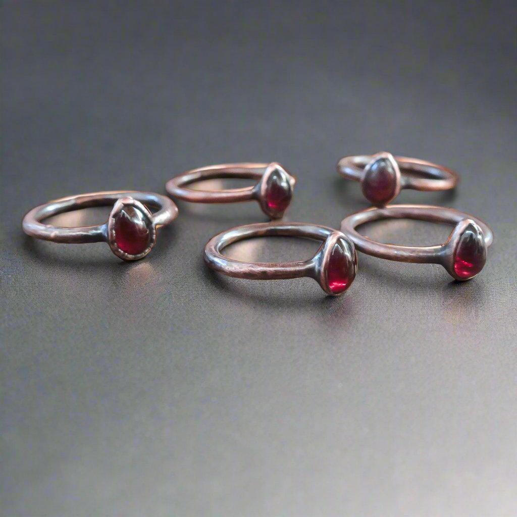 Copper Garnet Ring - Fiery Vitality for Grounding | By Blackbird & Sage