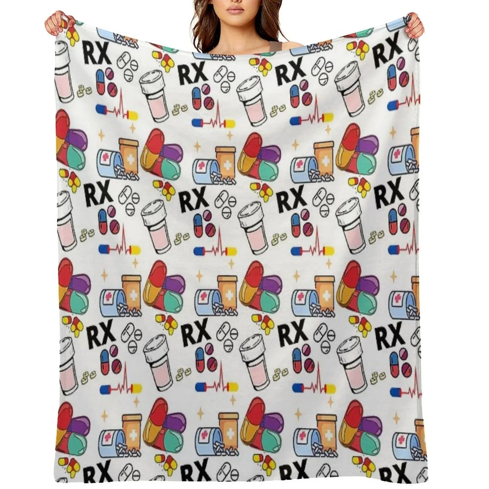Pharmacy Pattern Pills RX Throw Blanket