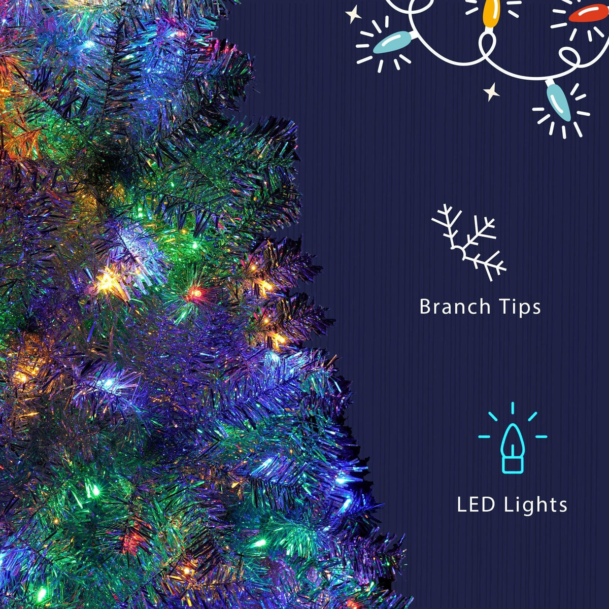 7.4FT Sliver Pre-Lit Artificial Christmas Tree