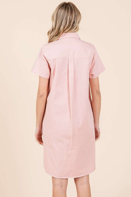 New Button Detail Collared Neck Short Sleeve Shirt Dress For Women – Chic, Trendy, Casual, Unique, Versatile & Classic Elegance