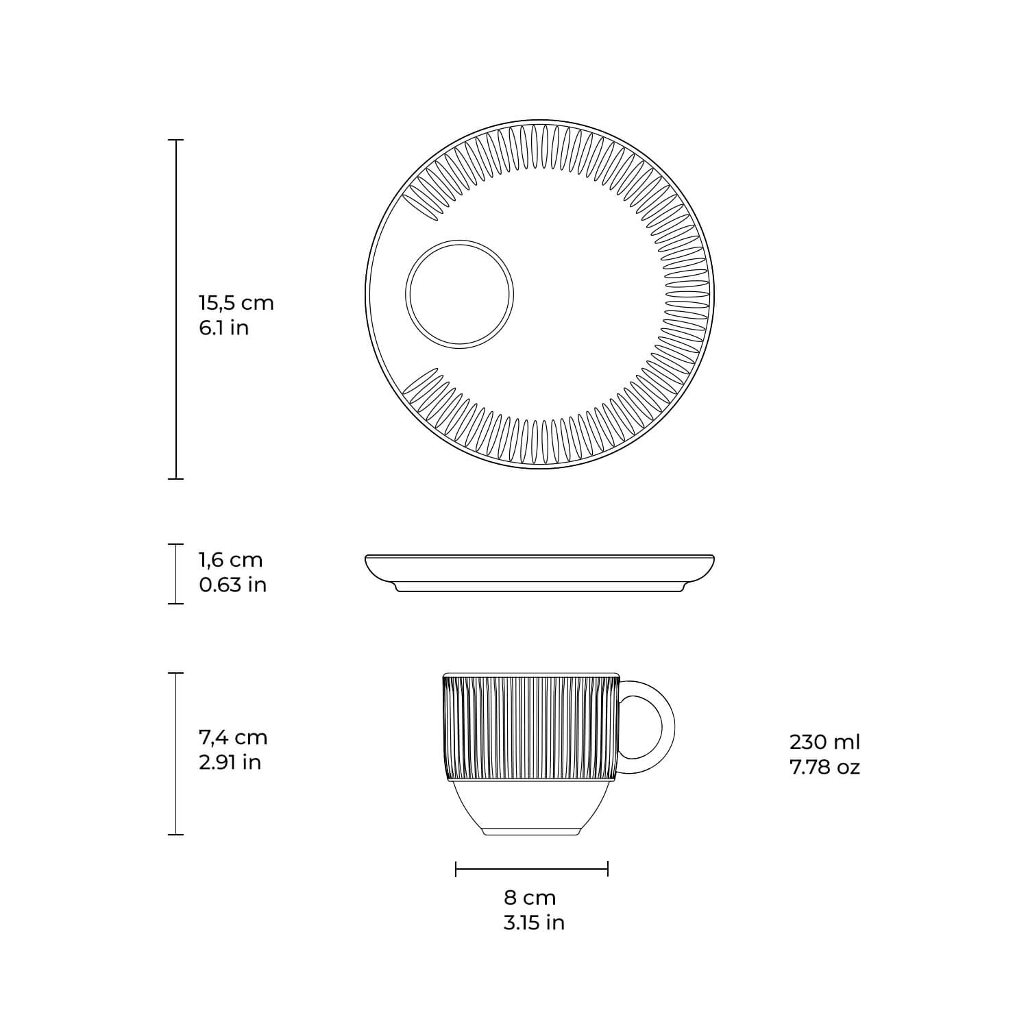 Tea Cup Set of 6