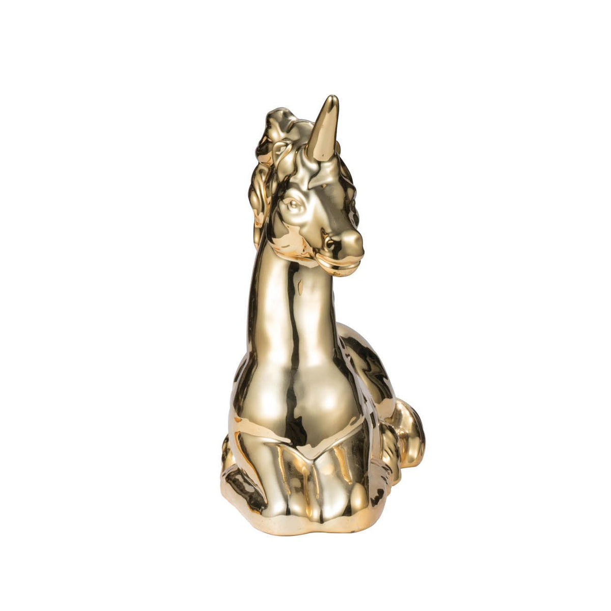 Modern Decorative  Gold Ceramic Unicorn Figurine