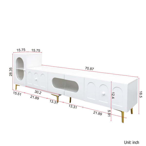 Wood Extendable TV Stand Entertainment Center Media TV Console for Living Room Bedroom