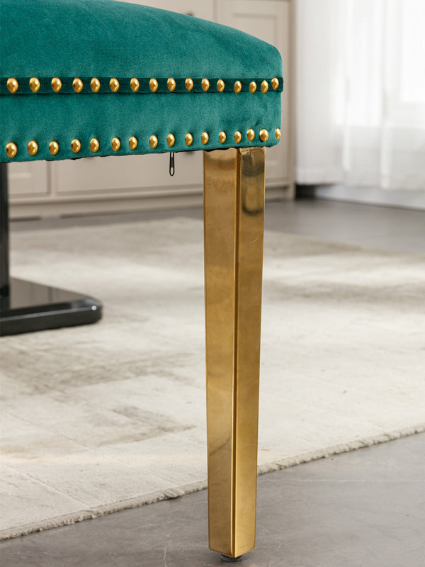 Nikki Collection Modern Tufted Solid Wood Velvet Upholstered Dining Chair with Gold Legs