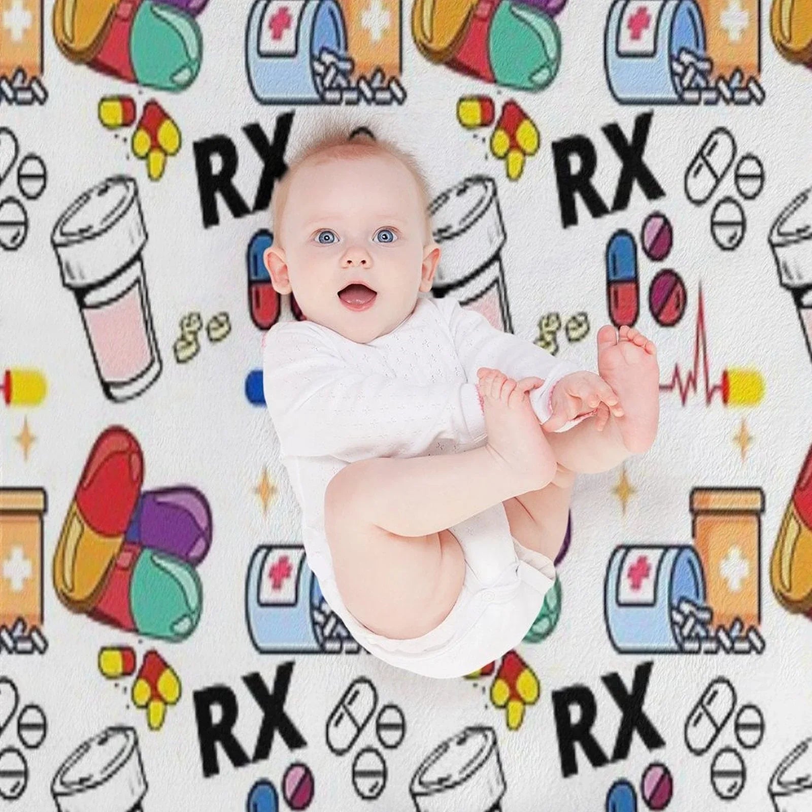 Pharmacy Pattern Pills RX Throw Blanket