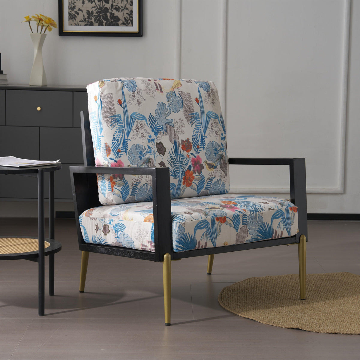 Mid-Century Modern Armchair with Solid Wood Frame