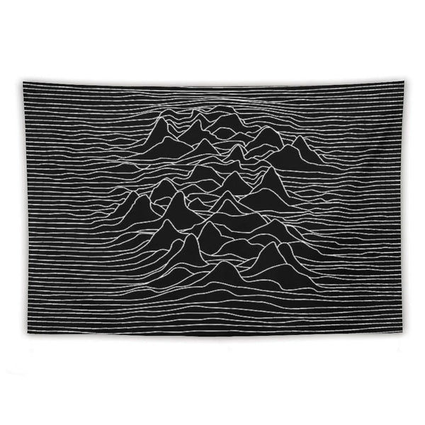 Black And White Illustration - Sound Wave Graphic  - Black Tapestry