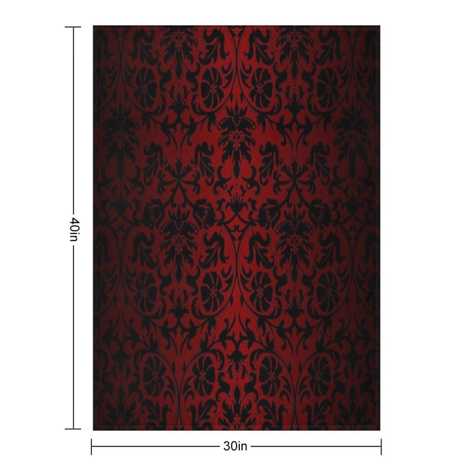 Dark Red And Black Damask Pattern Throw Blanket
