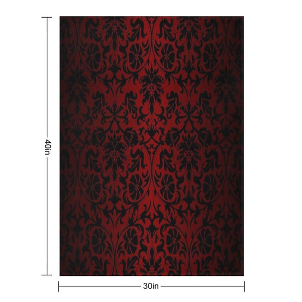 Dark Red And Black Damask Pattern Throw Blanket