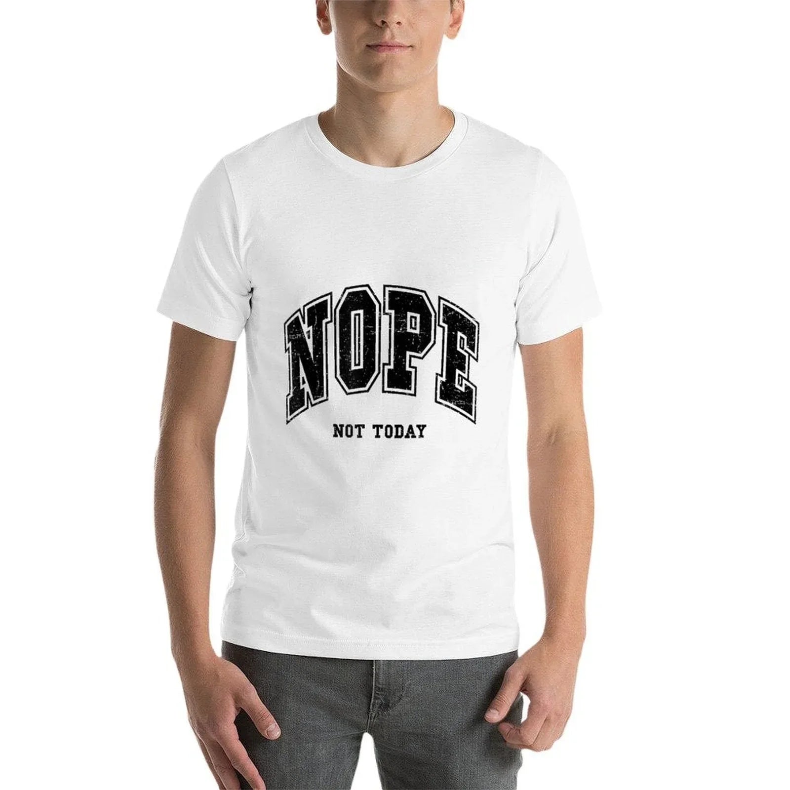 Nope Not Today Funny Quote Varsity Grunge Men Womenns  Heathered Texture T-Shirt