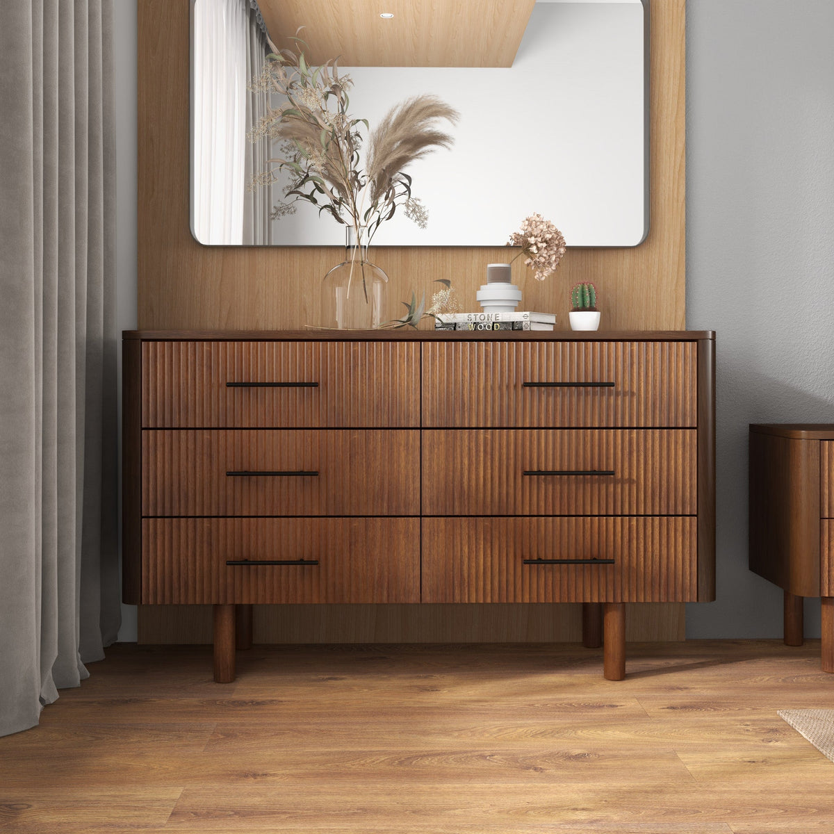 Logan Mid Century Modern Walnut Dresser